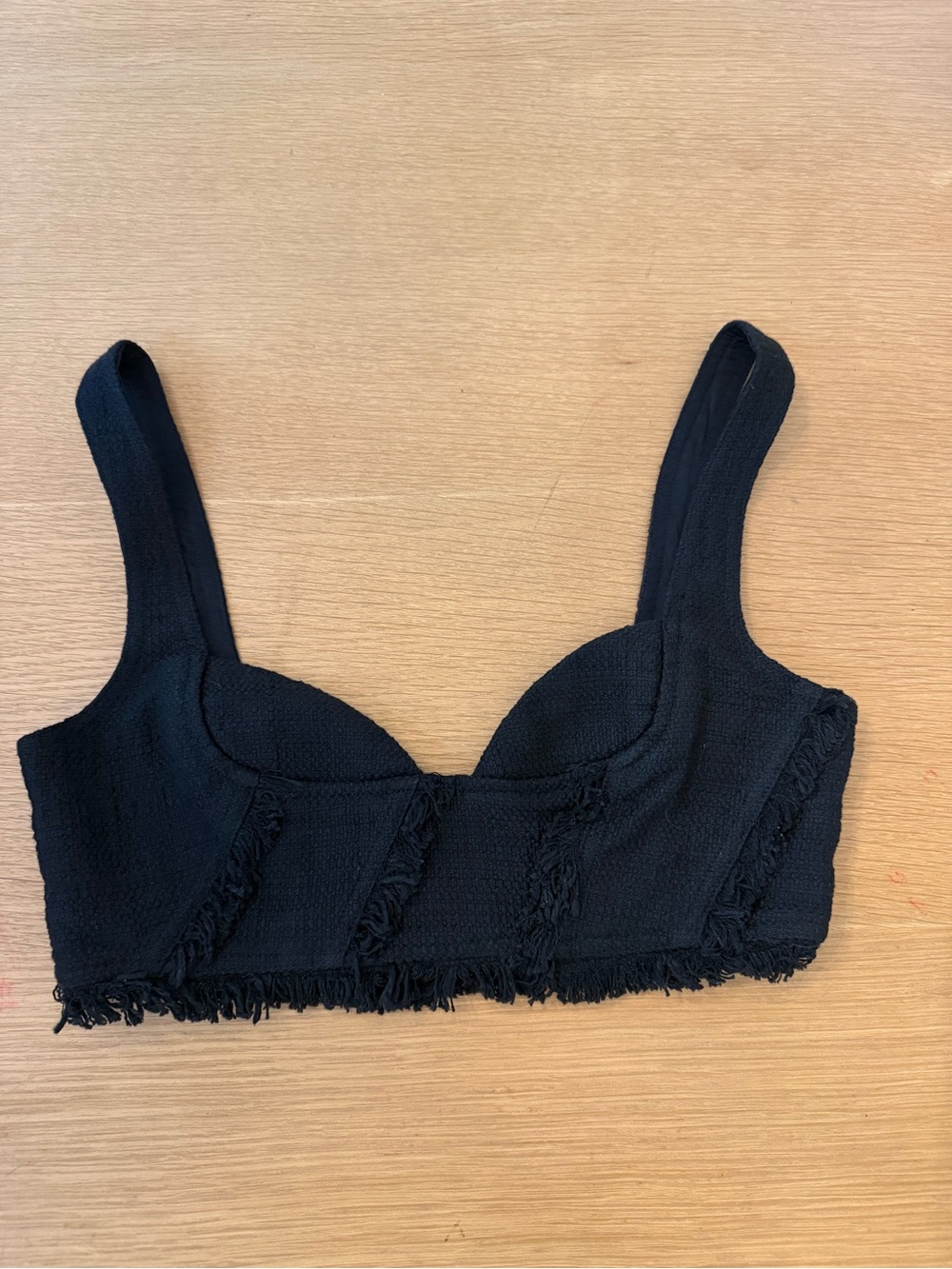 Jonathan Simkhai Black Tweed Cropped Bra Top Size 30-32 XS